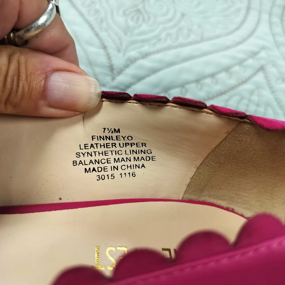 Nine West‎ Hot Pink Finnley Scallop Leather Pumps Womens Size 7.5
